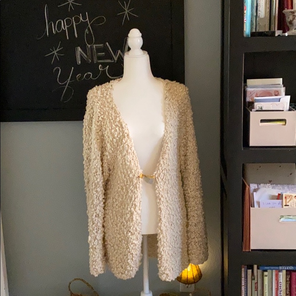 Soft Surroundings Cream Boucle Cardigan